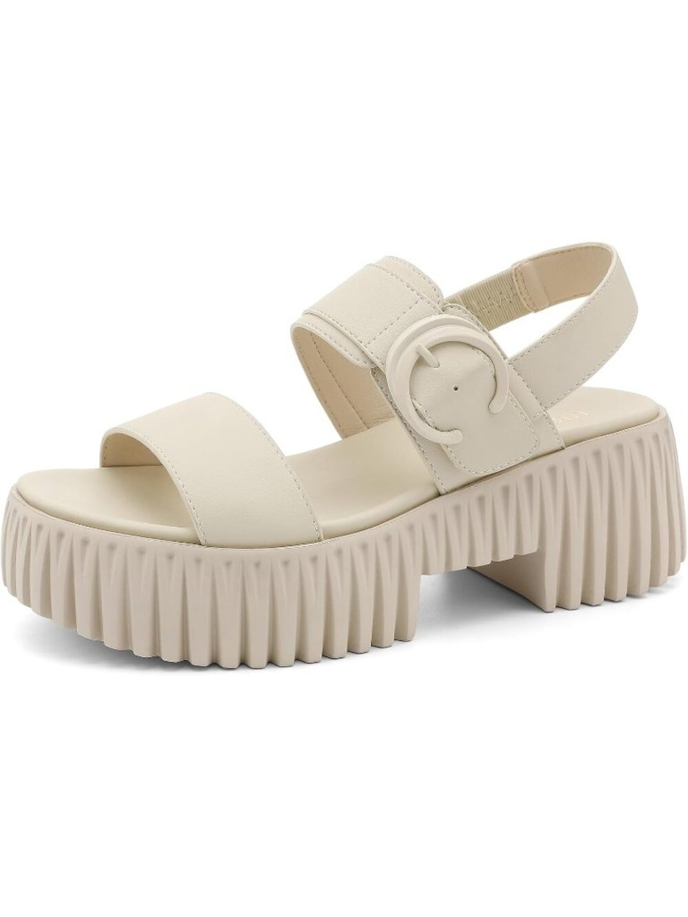 Women's Cream Platform Dressy Sandals Chunky Wedge Heel Comfortable Casual